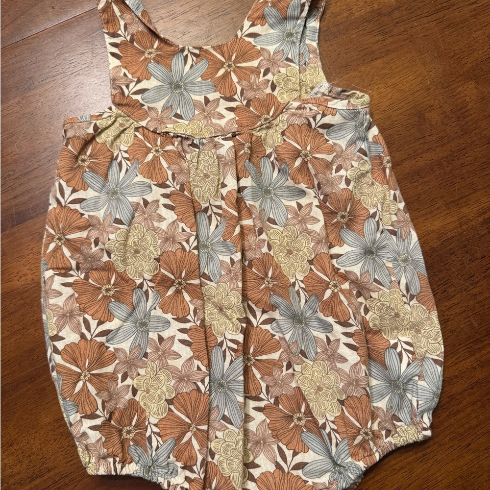 Rylee + Cru Floral Bodysuit - Brown, Cream, Gray